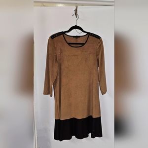 Tiana B Beige/Brown Suede Dress
